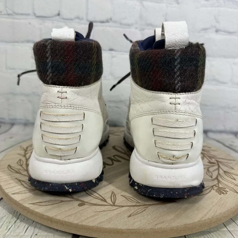Cole Haan ZERØGRAND Waterproof Hiker Boots Womens 7.5 White Leather Trail